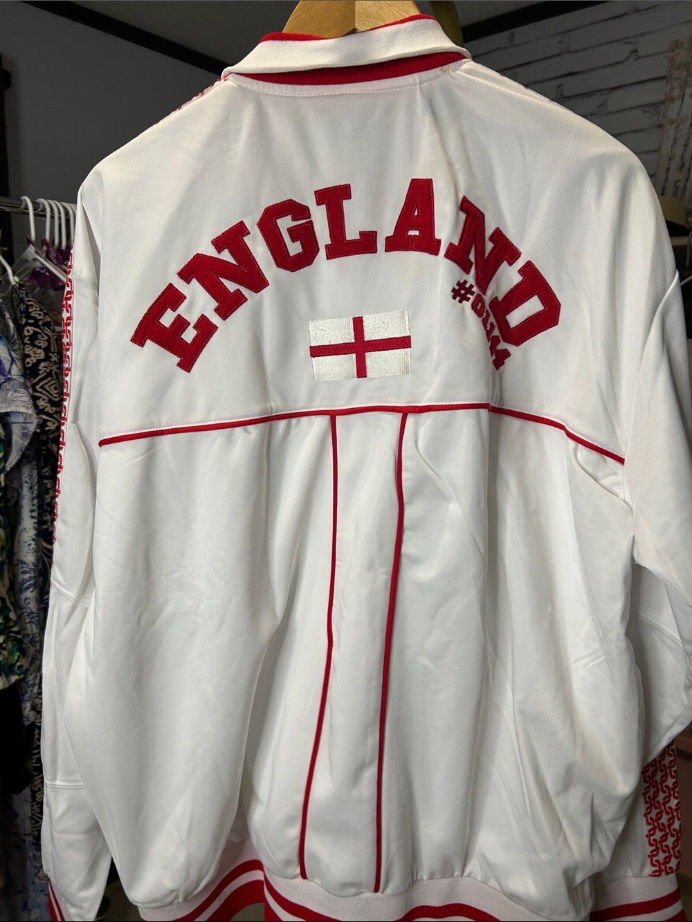 KONVICT White & Red Rhinestone England Zip-Up Jacket - Picture 4 of 9